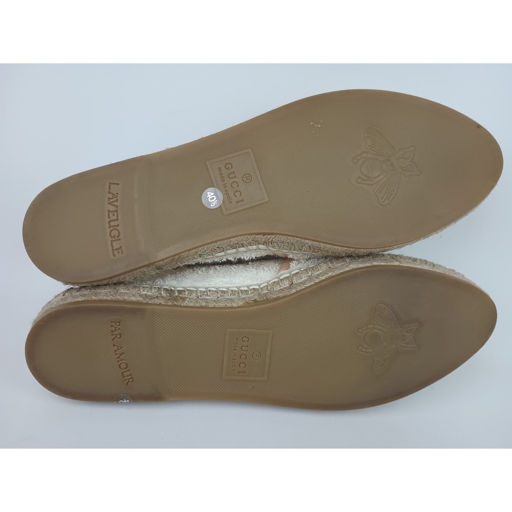 Gucci Women's Ivory White Pilar Espadrille Flats Shoes Size 40.5 - Picture 7 of 7